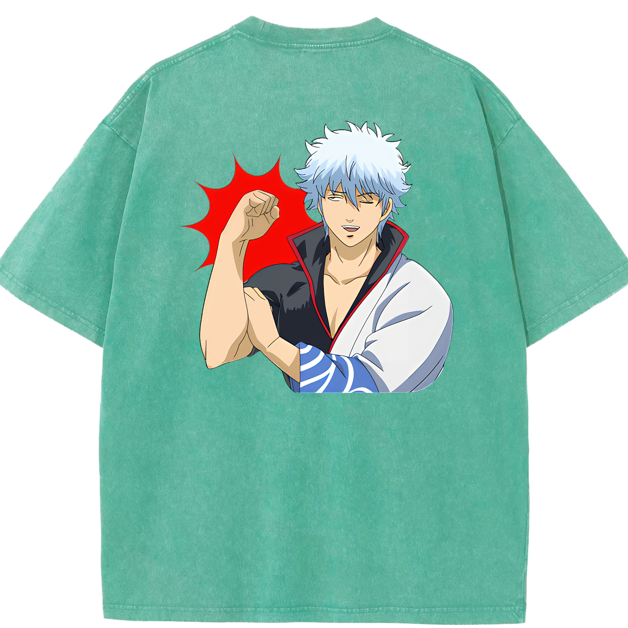 （画像用） ぎんたま 坂田銀時（さかたぎんとき） 神楽 志村新八（しむら しんぱち） GINTAMA Sakata Gintoki Kagura Shimura Shinpachi 綿100% ヴィンテージ風 半袖Tシャツ（背面プリント）